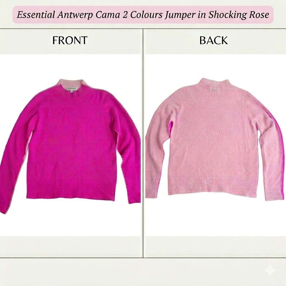 Essentiel Antwerp Cama 2 Colours Jumper in Shocking‎ Rose sz L Made in Italy